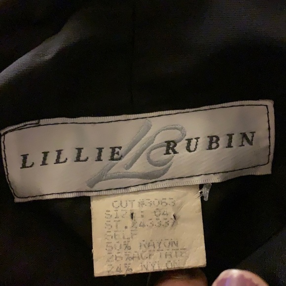 Lillie Rubin strapless Dress Black Brown lace 4 - Picture 8 of 9